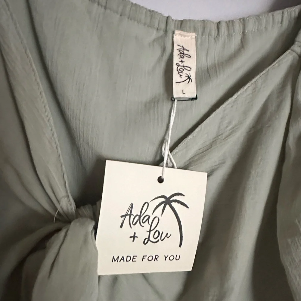 Ada and Lou Harvest Moon Mahla Midi Tie Bust Dress sage sz L - Picture 6 of 7